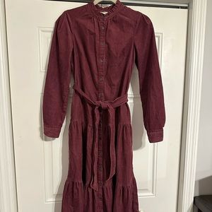 Boden Burgundy Button-Up Dress
